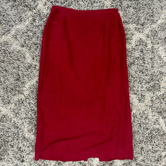 Eileen Fisher Red Midi Straight Skirt M Medium - Picture 1 of 9